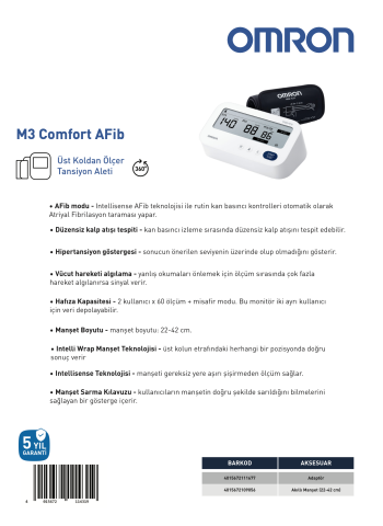 OMRON M3 COMFORT AFib DİJİTAL TANSİYON ALETİ