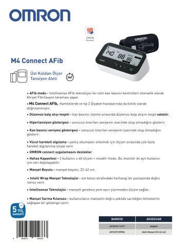 OMRON M4 CONNECT AFib KOL MANŞON TANSİYON ALETİ